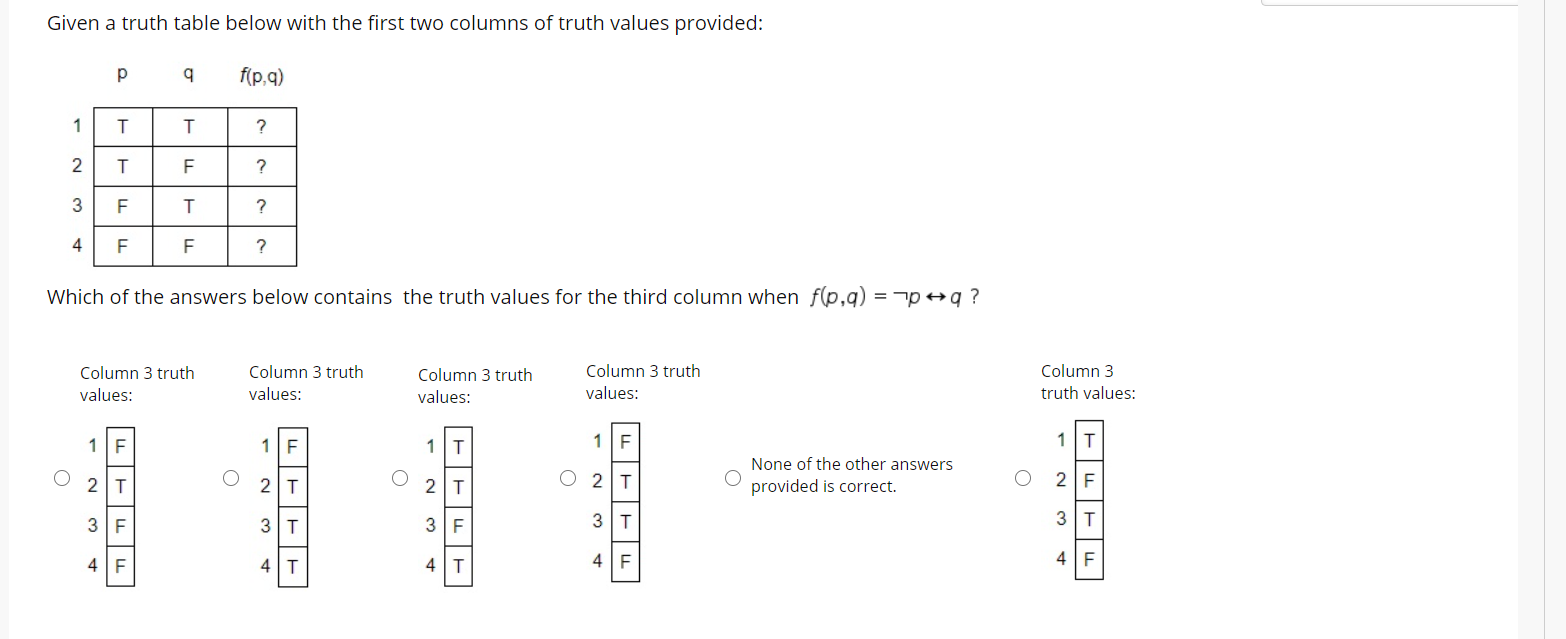 Solved Given a truth table below with the first two columns | Chegg.com