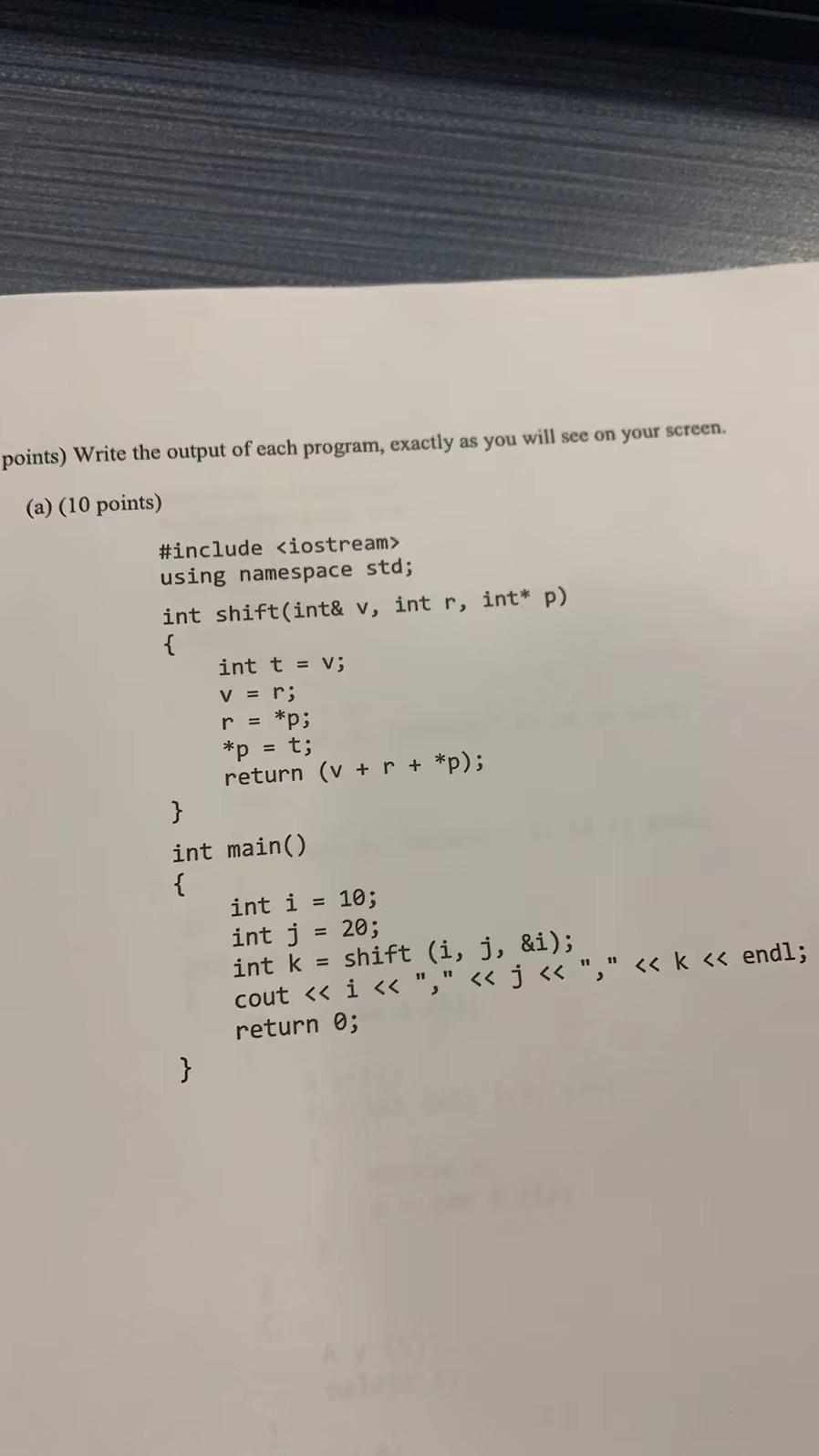 Solved points) Write the output of each program, exactly as | Chegg.com