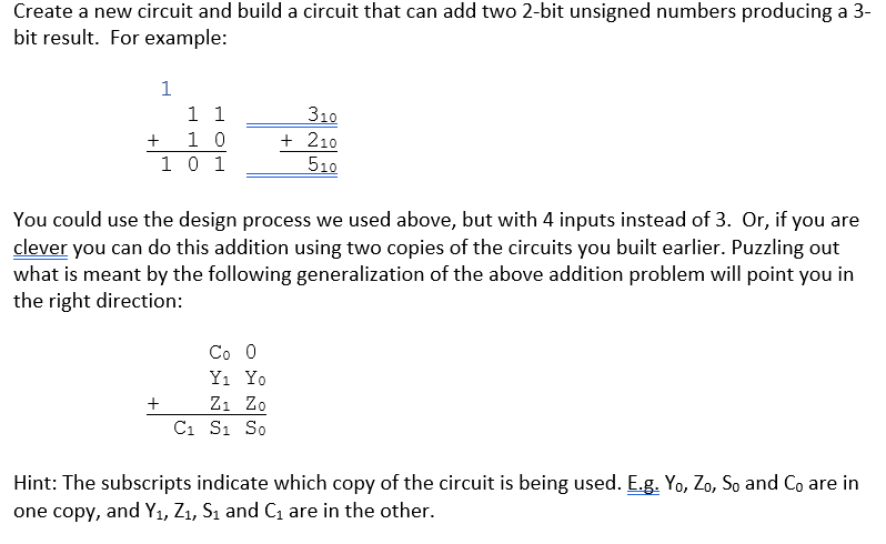 Solved Create a new circuit and build a circuit that can add | Chegg.com