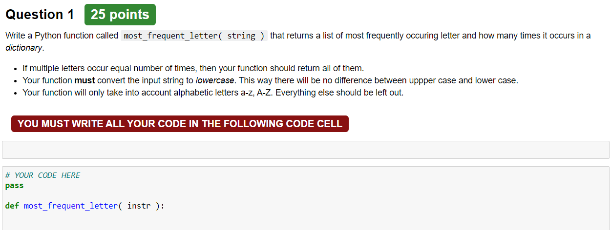 Solved Question 1 25 points Write a Python function called | Chegg.com
