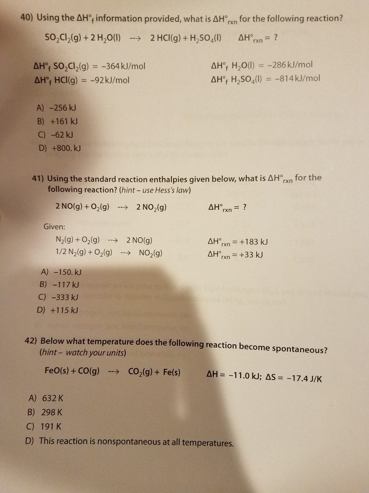Solved 31 What Changes In Enthalpy And Entropy Would Occur Chegg Solved 31 What Changes In Enthalpy And Entropy Would Occur Chegg