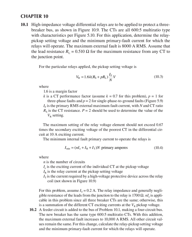 Solved 10.1 Highimpedance voltage differential relays are