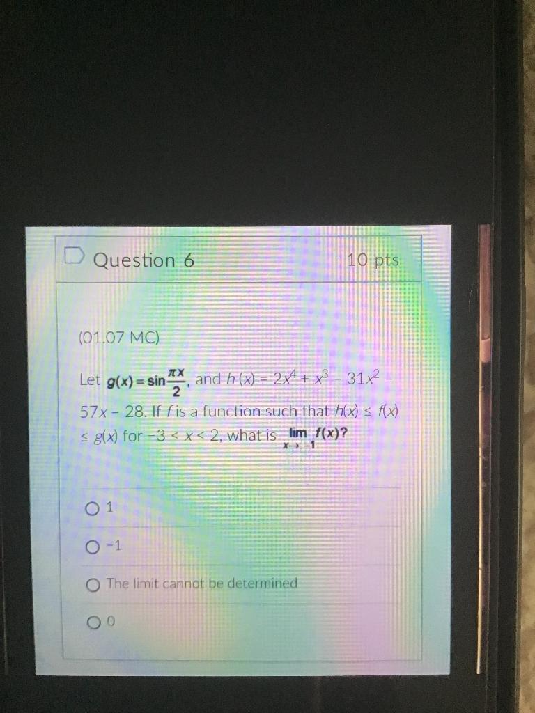 Solved Question 6 10 pts (01.07 MC) АХ Let g(x) = sin, and h | Chegg.com