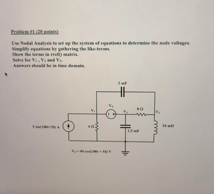 Solved Problem 1 20 Points Use Nodal Analysis To Set Up Chegg Solved Problem 1 20 Points Use Nodal Analysis To Set Up Chegg