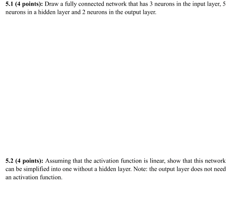 Solved 5.1 (4 points): Draw a fully connected network that | Chegg.com