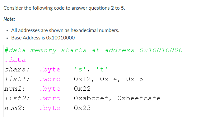 Solved Consider The Following Code To Answer Questions 2 To | Chegg.com