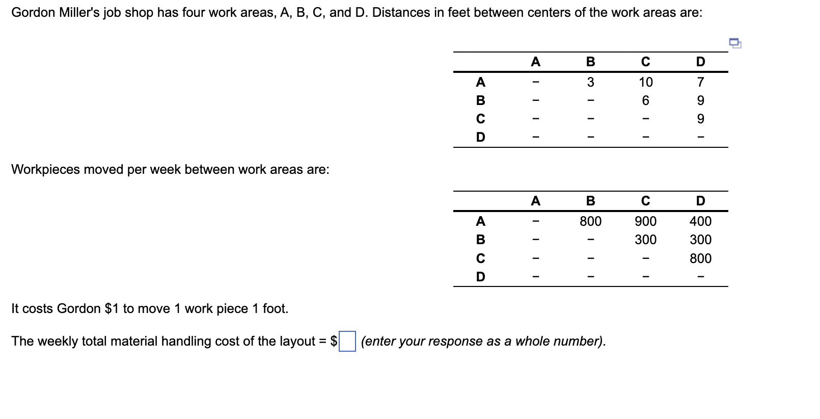 solved-gordon-miller-s-job-shop-has-four-work-areas-a-b-c-chegg