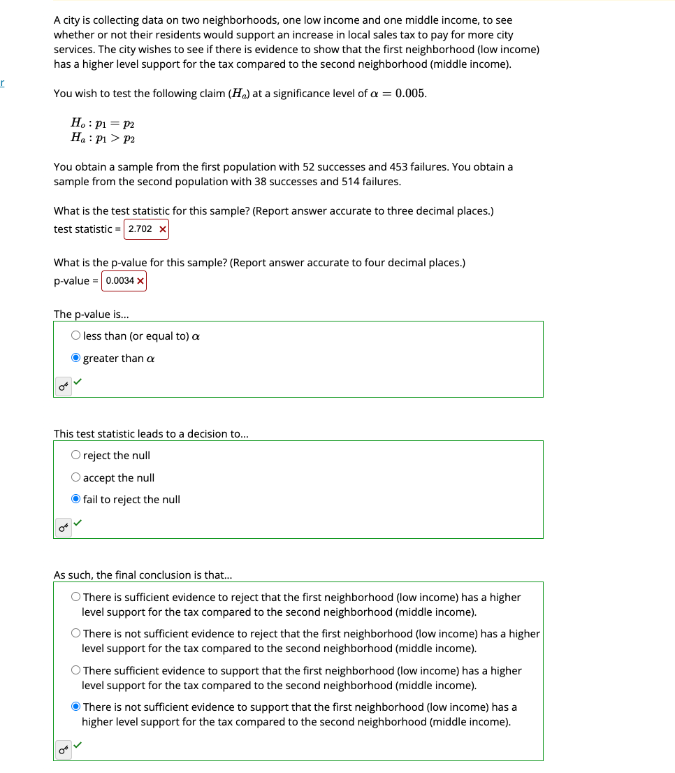 Solved Just need help on what the z statistic is and | Chegg.com