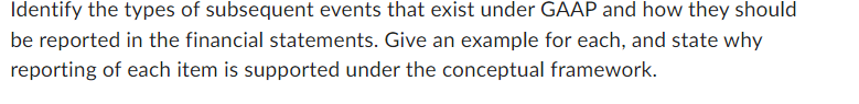 Solved Identify the types of subsequent events that exist | Chegg.com