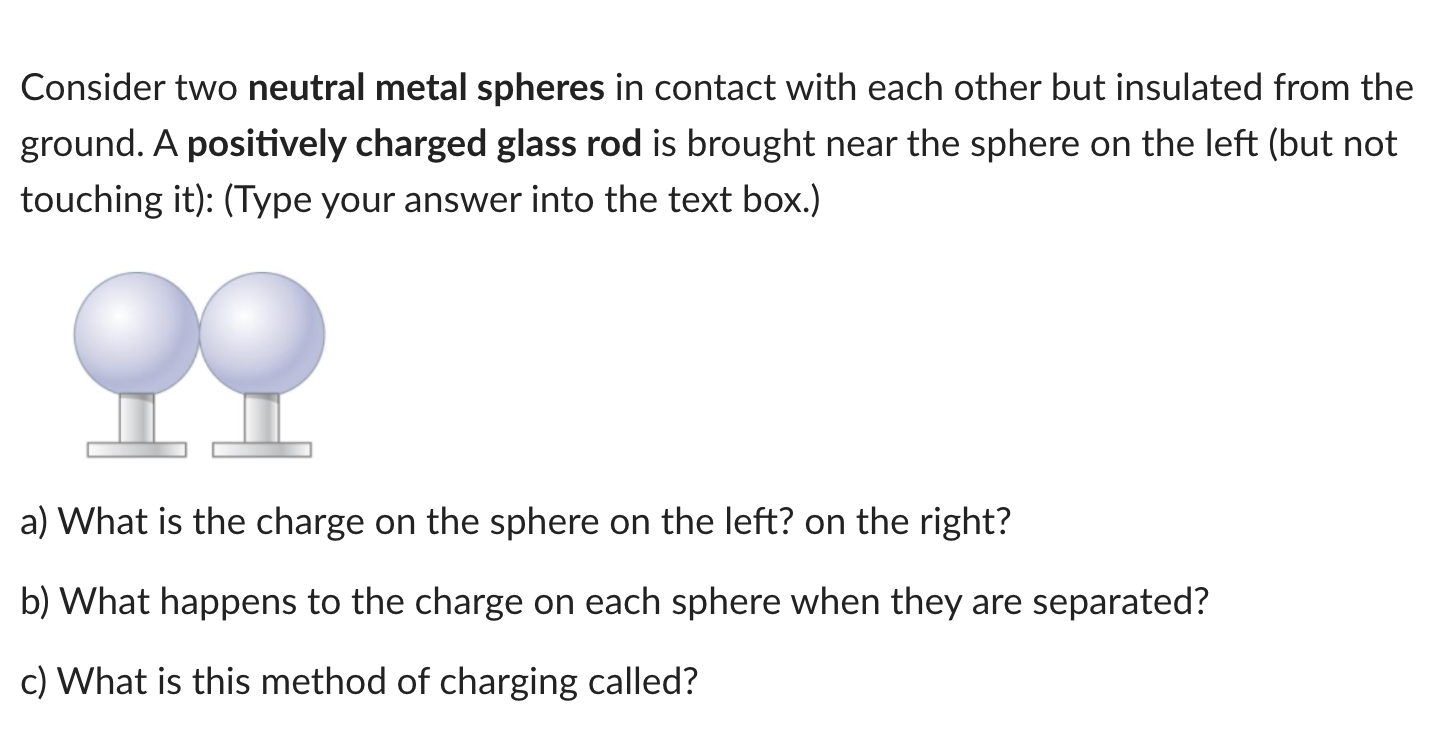 Solved Consider two neutral metal spheres in contact with