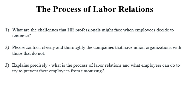 Solved Can you help with the labor relations process? Please | Chegg.com