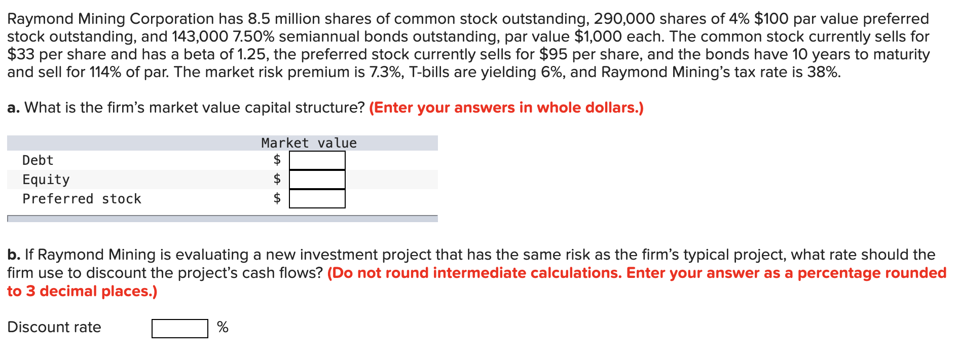 Solved Raymond Mining Corporation has 8.5 million shares of | Chegg.com