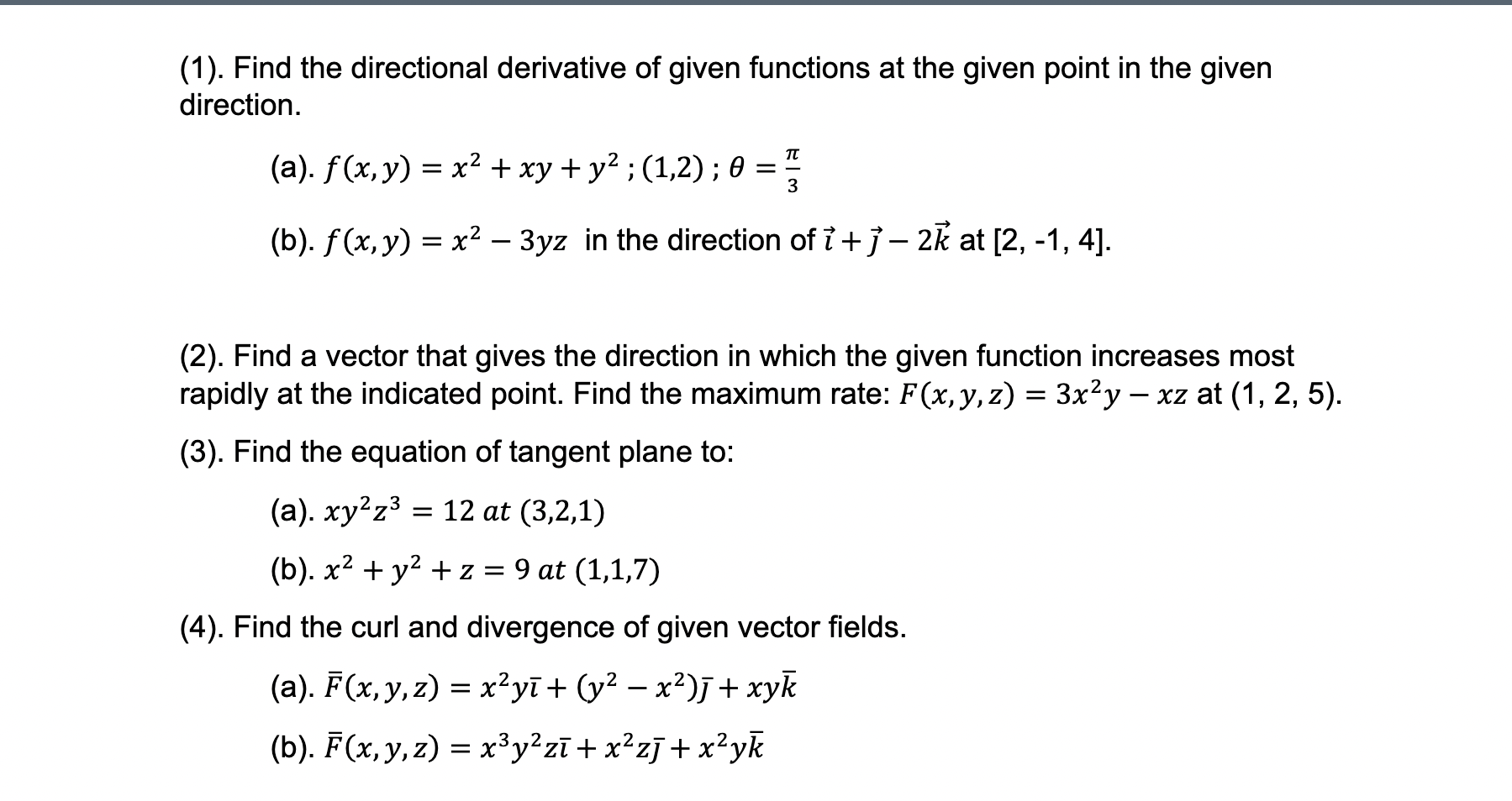 Solved 1 Find The Directional Derivative Of Given