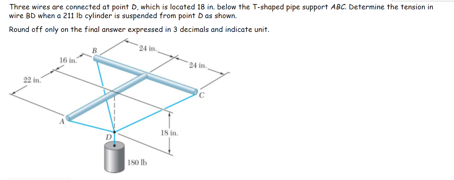 Solved Three wires are connected at point D, which is | Chegg.com