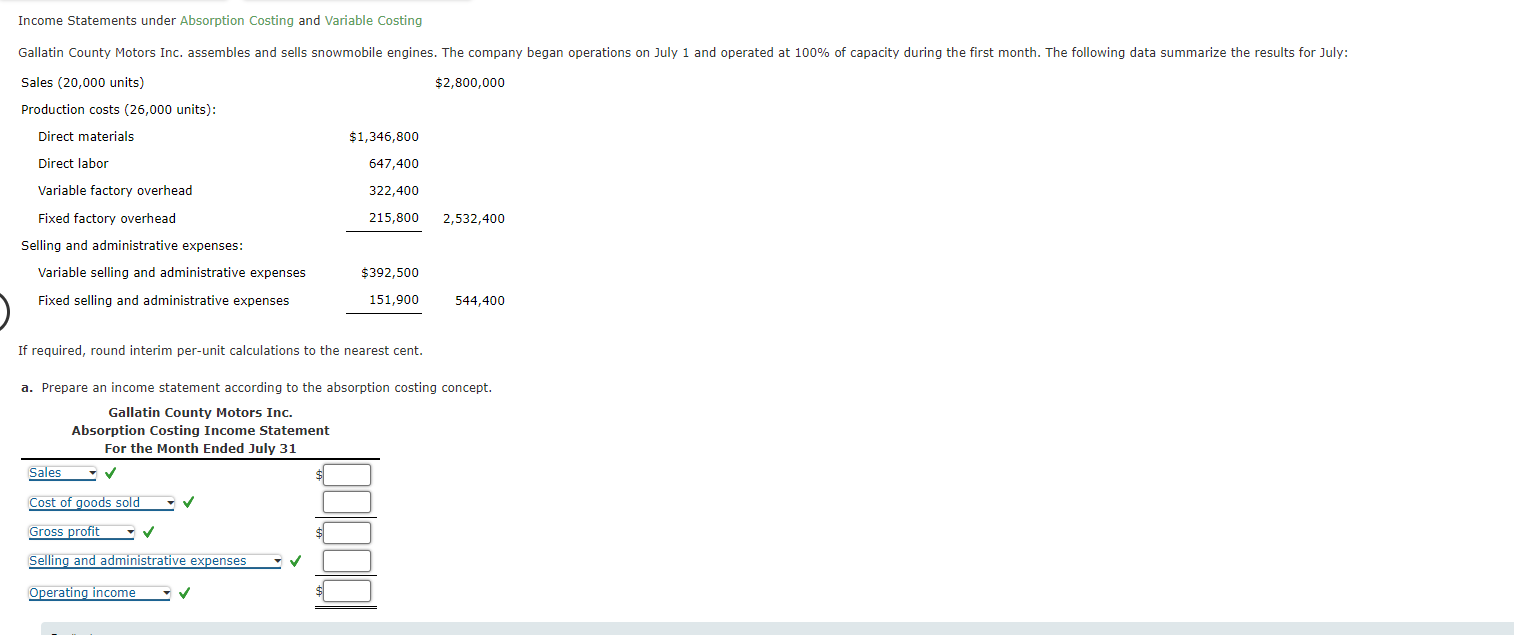 Solved Income Statements under Absorption Costing and | Chegg.com