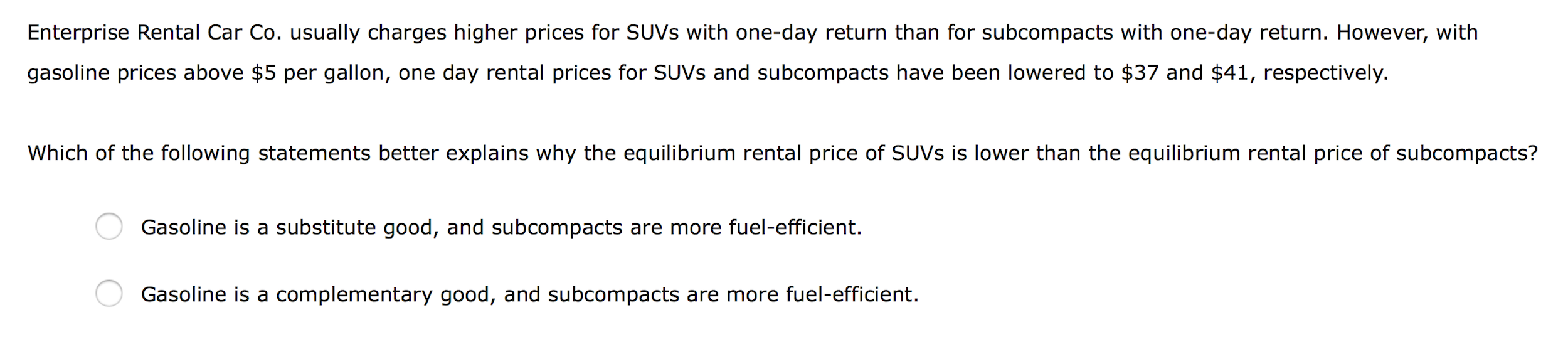 Solved Enterprise Rental Car Co. usually charges higher