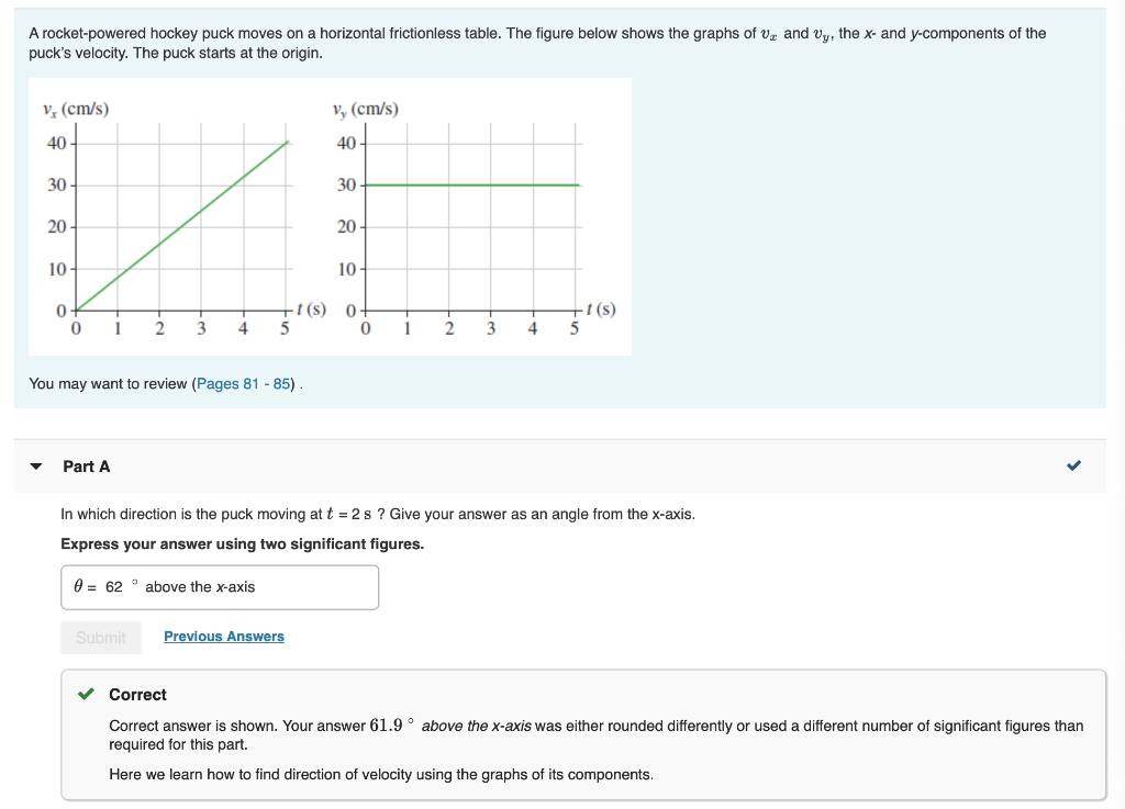 Solved A rocketpowered hockey puck moves on a horizontal