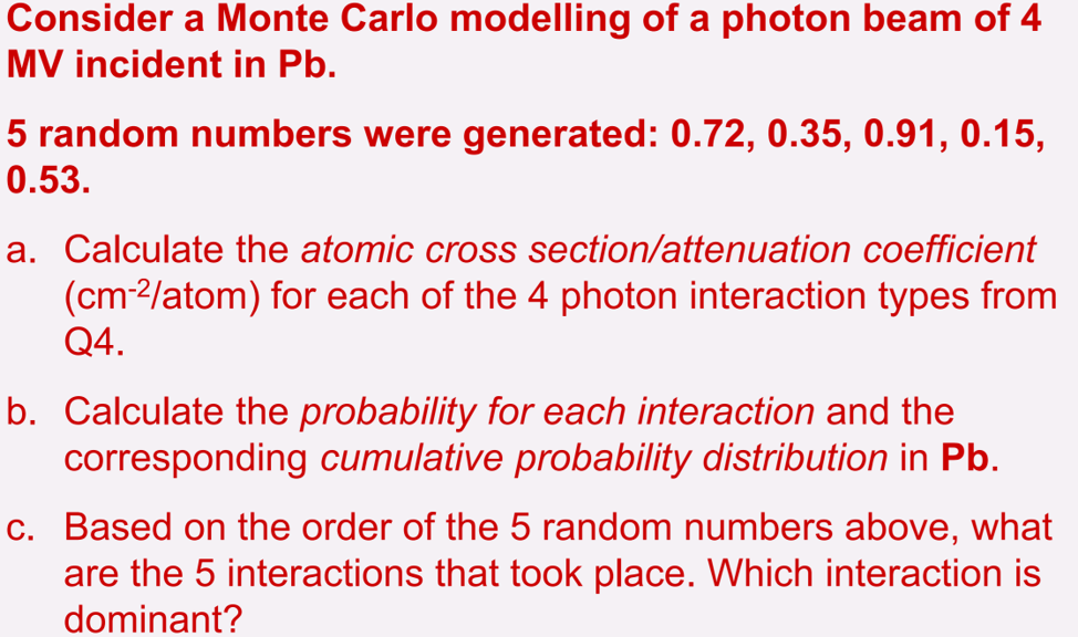 Consider a Monte Carlo modelling of a photon beam of | Chegg.com