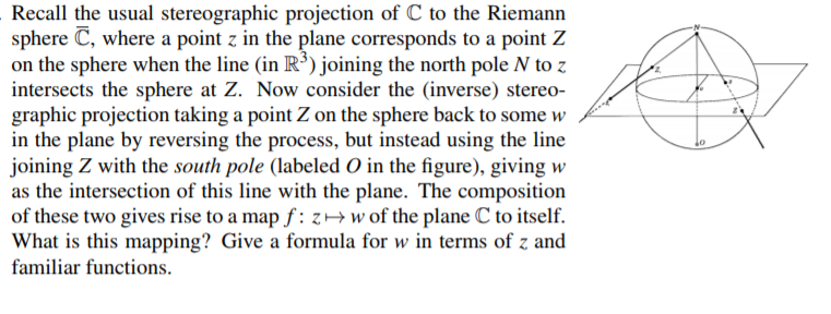 Solved Recall the usual stereographic projection of C to the | Chegg.com
