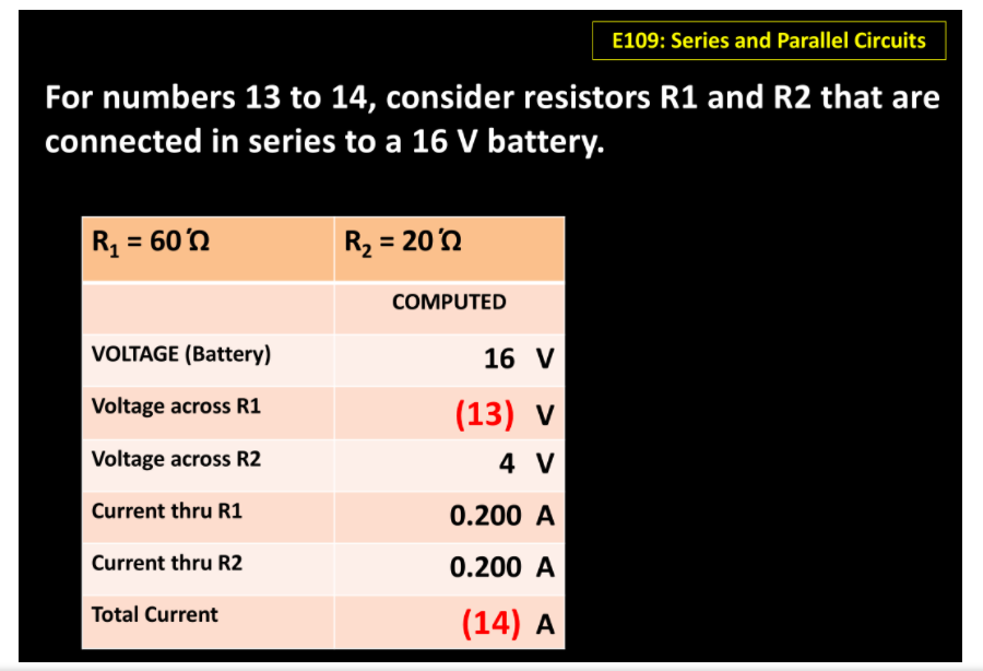 Solved E109 Series and Parallel Circuits For numbers 13 to