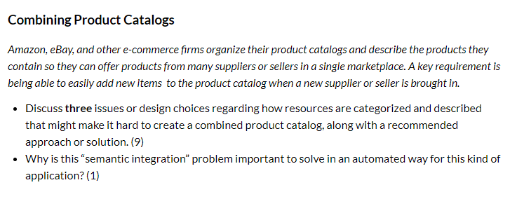 Solved Combining Product Catalogs Amazon, eBay, and other | Chegg.com