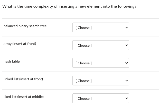 Solved What is the time complexity of inserting a new | Chegg.com
