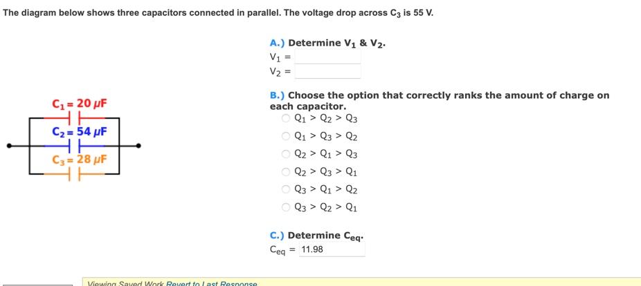 Solved The Diagram Below Shows Three Capacitors Connected In | Chegg.com