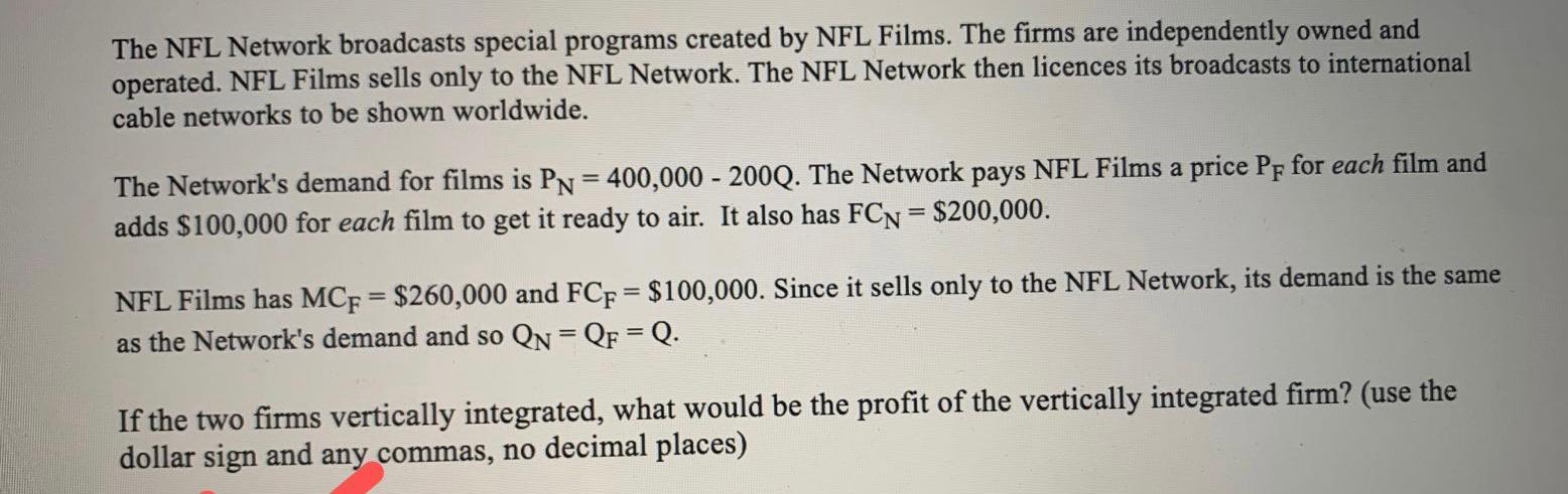 Solved The NFL Network broadcasts special programs created