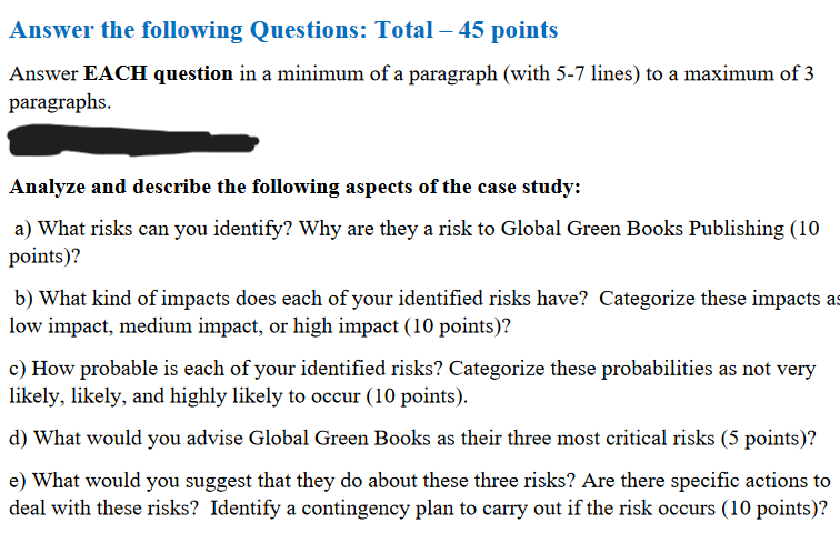 risk management case study questions and answers