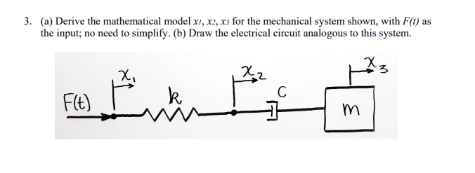 Solved 3. (a) Derive the mathematical model x1, x2, x3 for | Chegg.com