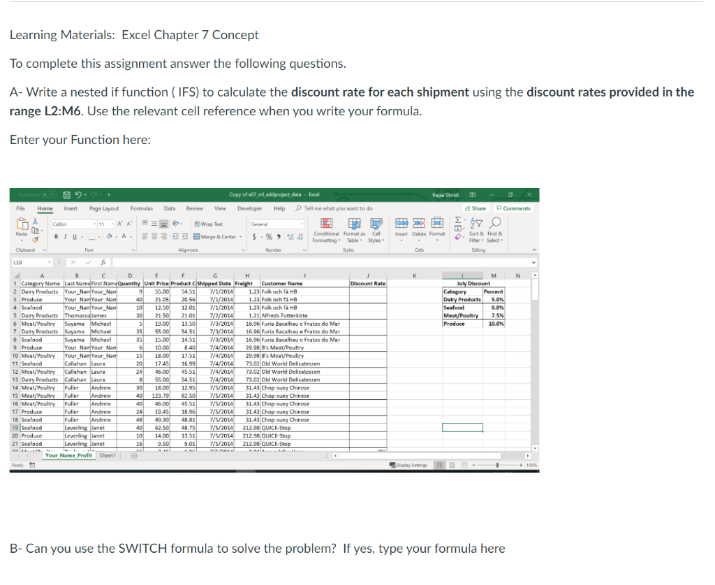 Solved Learning Materials: Excel Chapter 7 Concept 7 To | Chegg.com