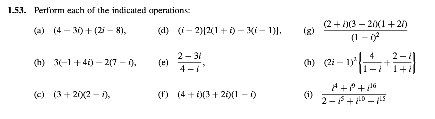 Solved 1.53. Perform each of the indicated operations: (a) | Chegg.com