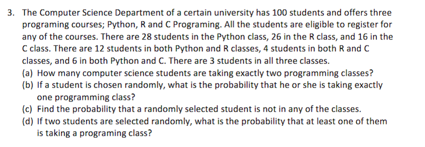 Solved 3. The Computer Science Department of a certain | Chegg.com