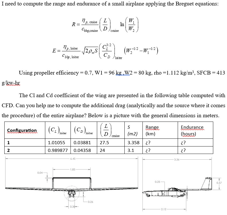 Solved I need to compute the range and endurance of a small