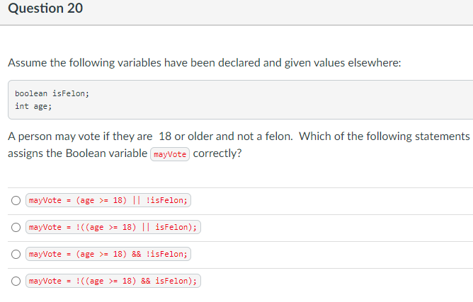 Solved Question 20 Assume the following variables have been | Chegg.com