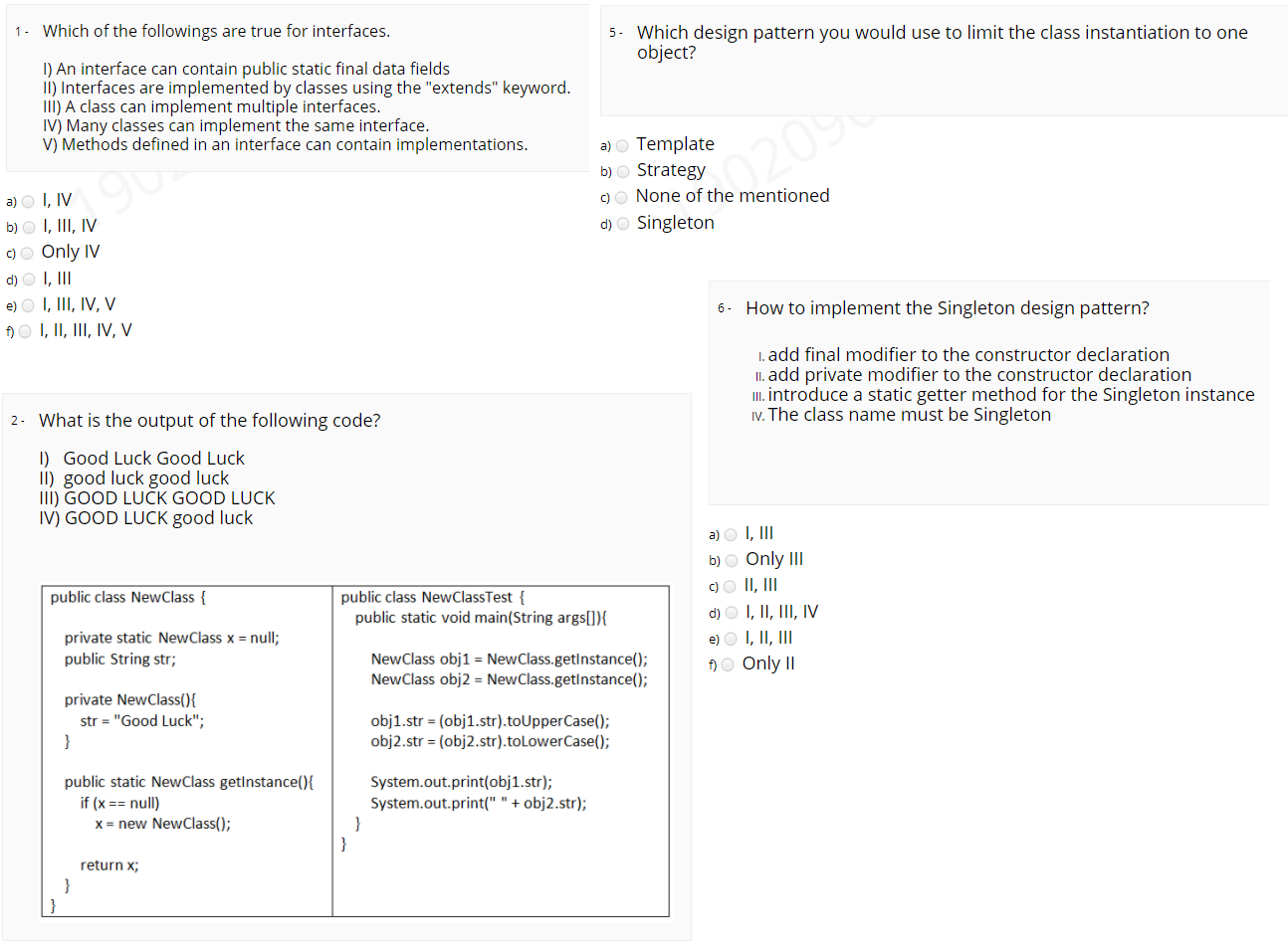 Solved 1. Which of the followings are true for interfaces. | Chegg.com