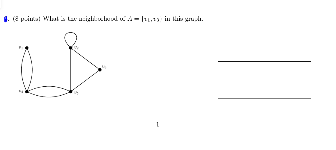 Solved 7. (8 points) What is the neighborhood of A={v1,v3} | Chegg.com