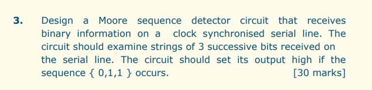 Solved 3. Design a Moore sequence detector circuit that | Chegg.com
