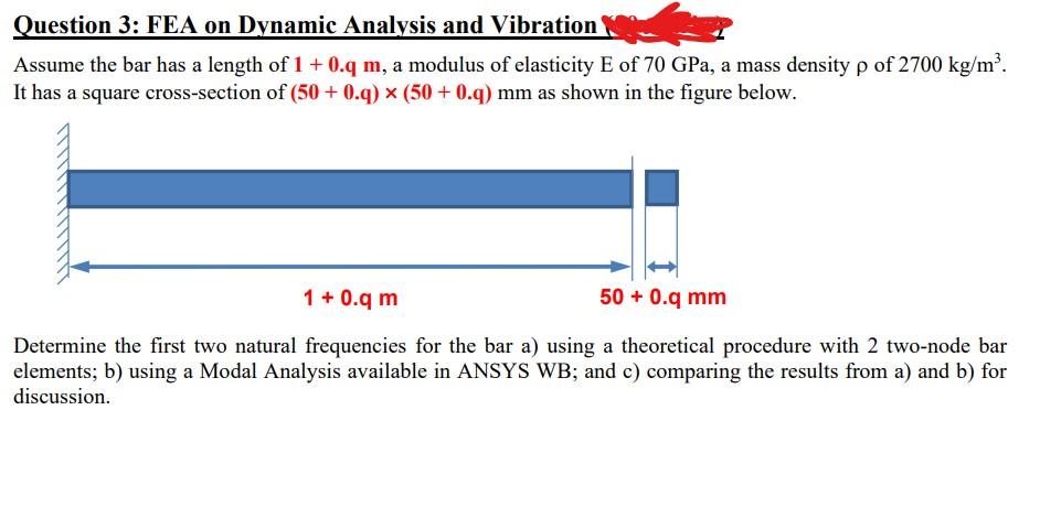 Question 3: FEA on Dynamic Analysis and Vibration | Chegg.com