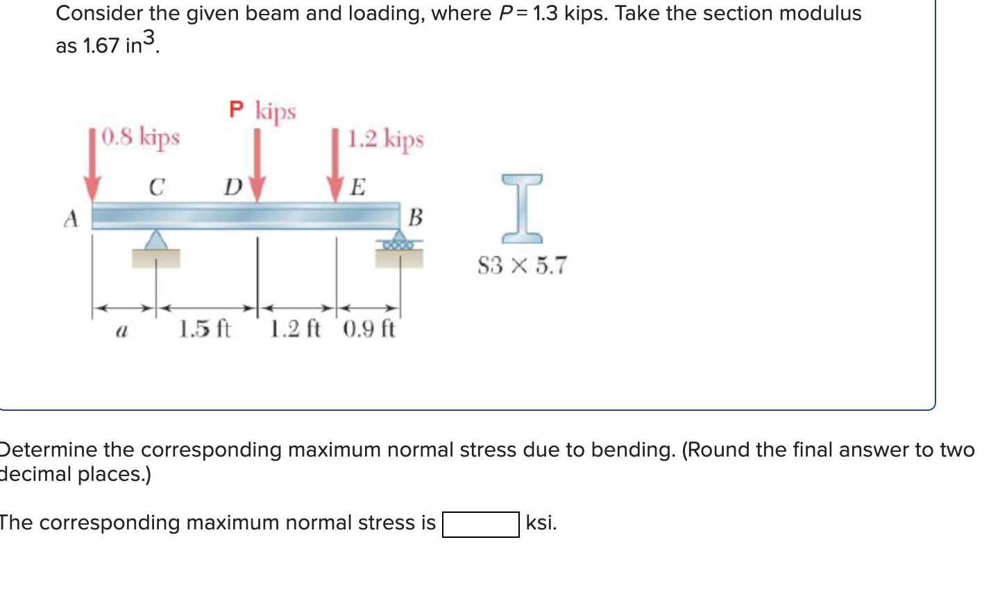 Solved Consider the given beam and Ioading, where P= 1.3 | Chegg.com