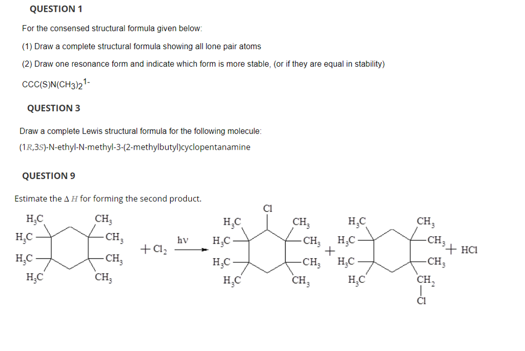 Solved QUESTION 1 For the consensed structural formula given | Chegg.com