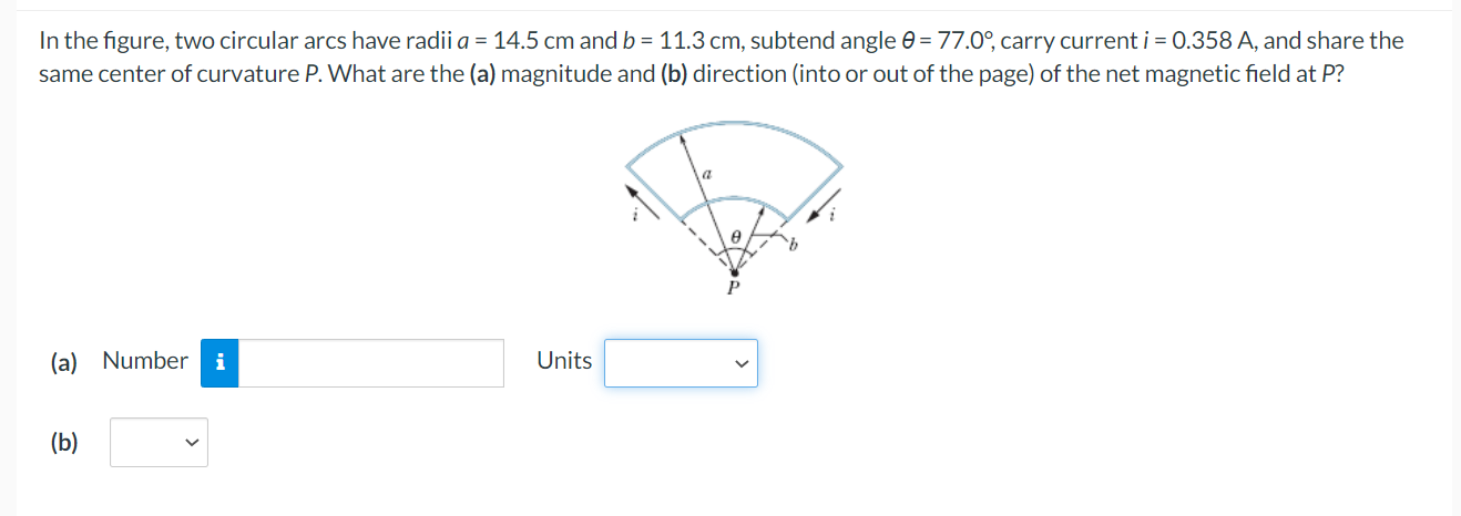 Solved In The Figure, Two Circular Arcs Have Radii A=14.5 Cm | Chegg.com