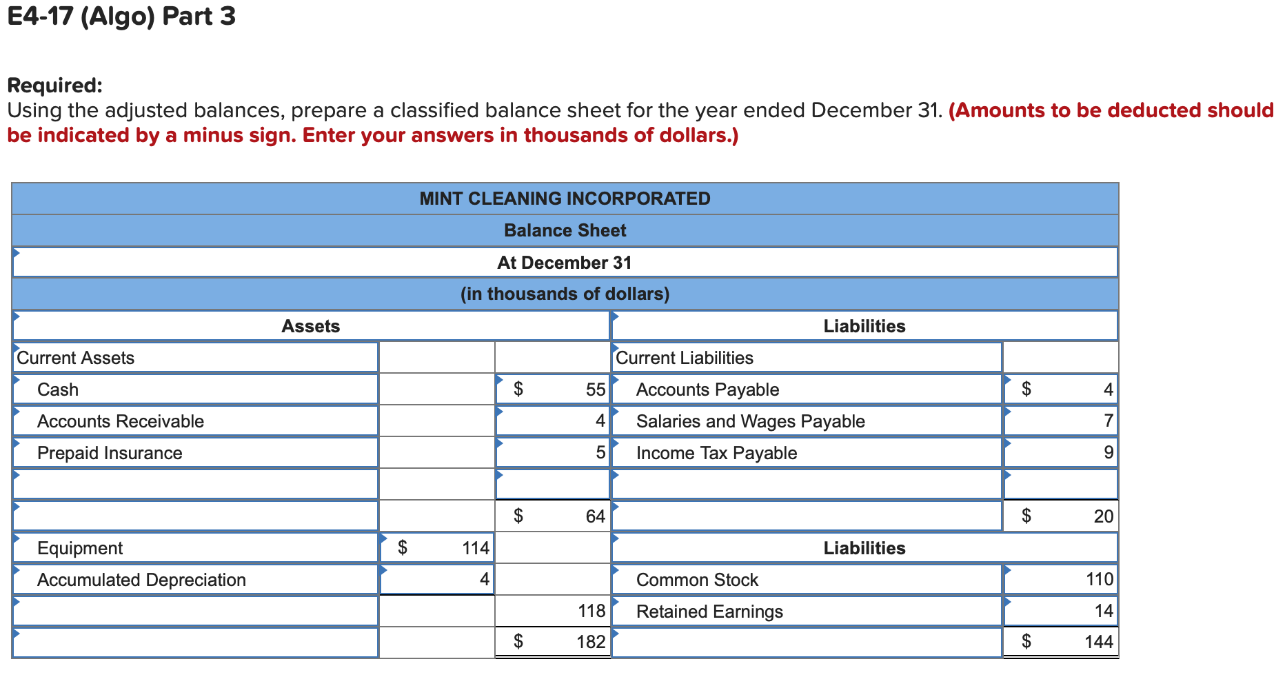 Solved Mint Cleaning Incorporated prepared the following