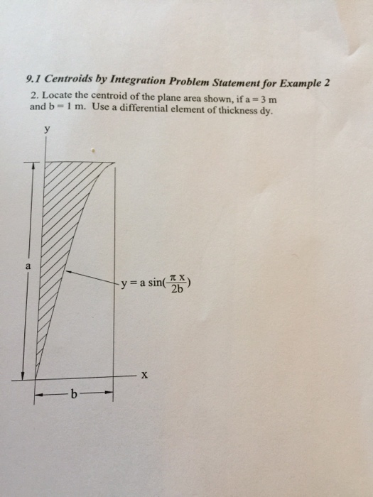 Solved 9.1 Centroids by Integration Problem Statement for | Chegg.com