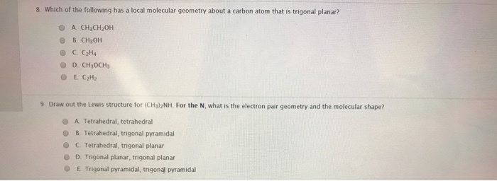 Solved 8. Which of the following has a local molecular Chegg