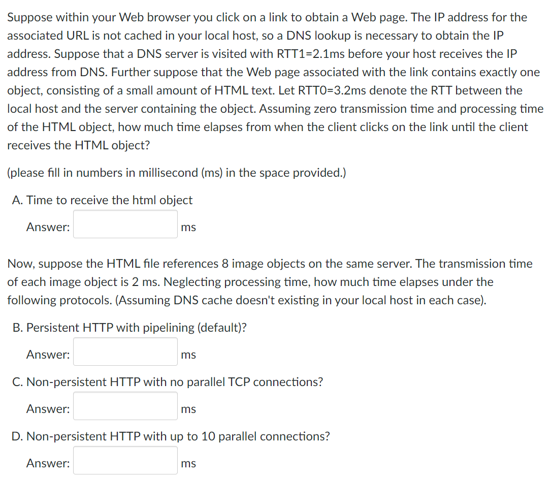 Solved Suppose within your Web browser you click on a link | Chegg.com