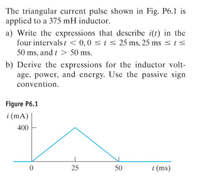 Solved The triangular current pulse shown in Fig. P6.1 is | Chegg.com