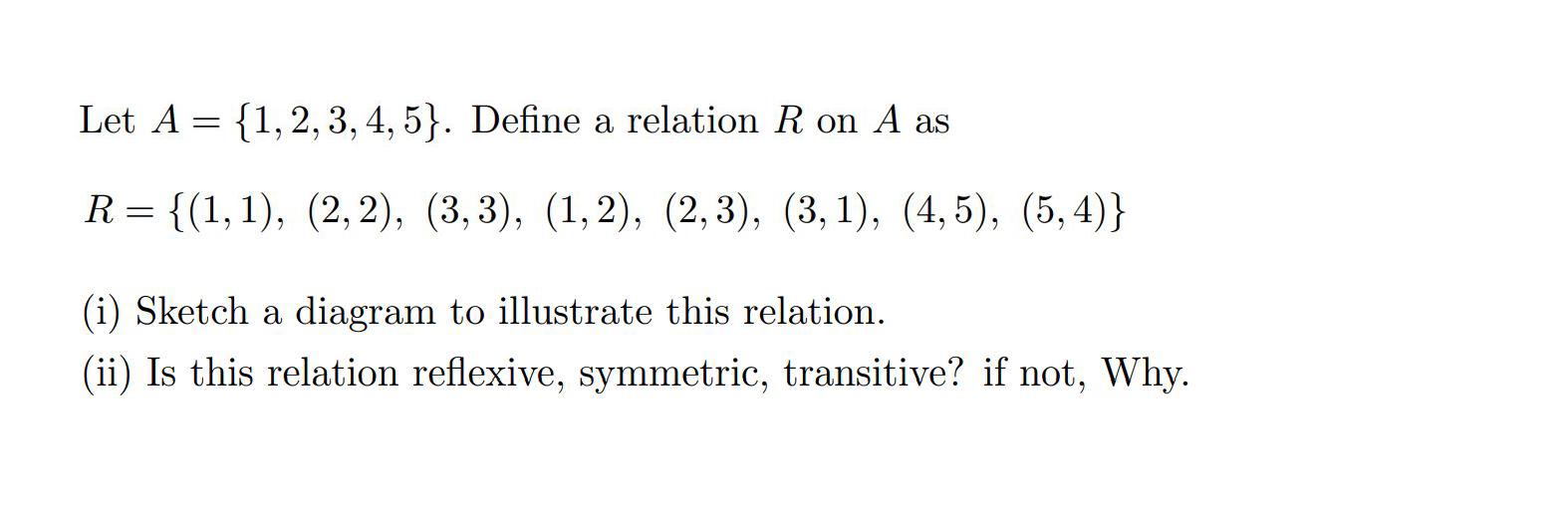 Solved Let A {1,2,3,4,5). Define a relation R on A as R= | Chegg.com