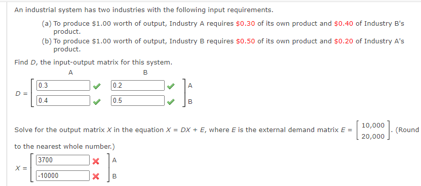 Solved An industrial system has two industries with the | Chegg.com