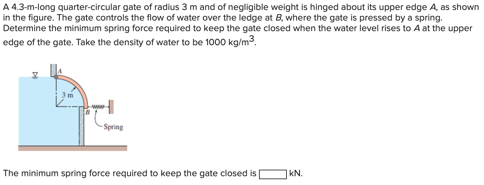 Solved A 4.3-m-long quarter-circular gate of radius 3 m and | Chegg.com